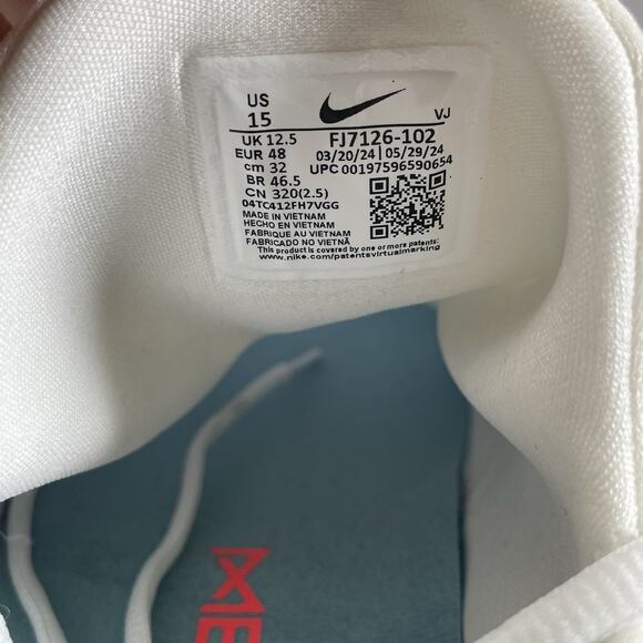 Women 15 Men 13.5 Nike Free Metcon 6 White Turquoise Athletic Sneaker FJ7126-102 - Picture 9 of 9